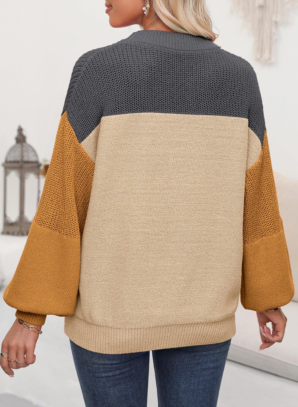 Womens Long Sleeve Knit Sweater Casual Solid Color Crew Neck Fall Sweaters for Women Trendy 2025 Outfits Chocolate Brown Fall Clothes Clothing Winter Oversized Pullover Top Jumper Medium