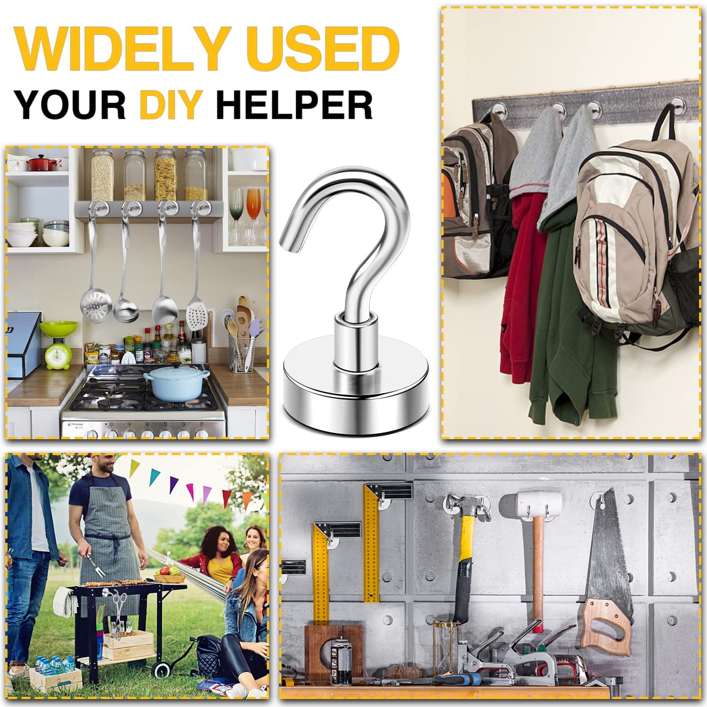 Magnetic Hooks, 30lbs+ Magnet Hook 2025 Cruise Cabin Ship Essentials Heavy Duty Strong Magnets Refrigerator Fridge Hanging for Classroom Beach Vacation Kitchen Grills Home 20 Pack (Silver)