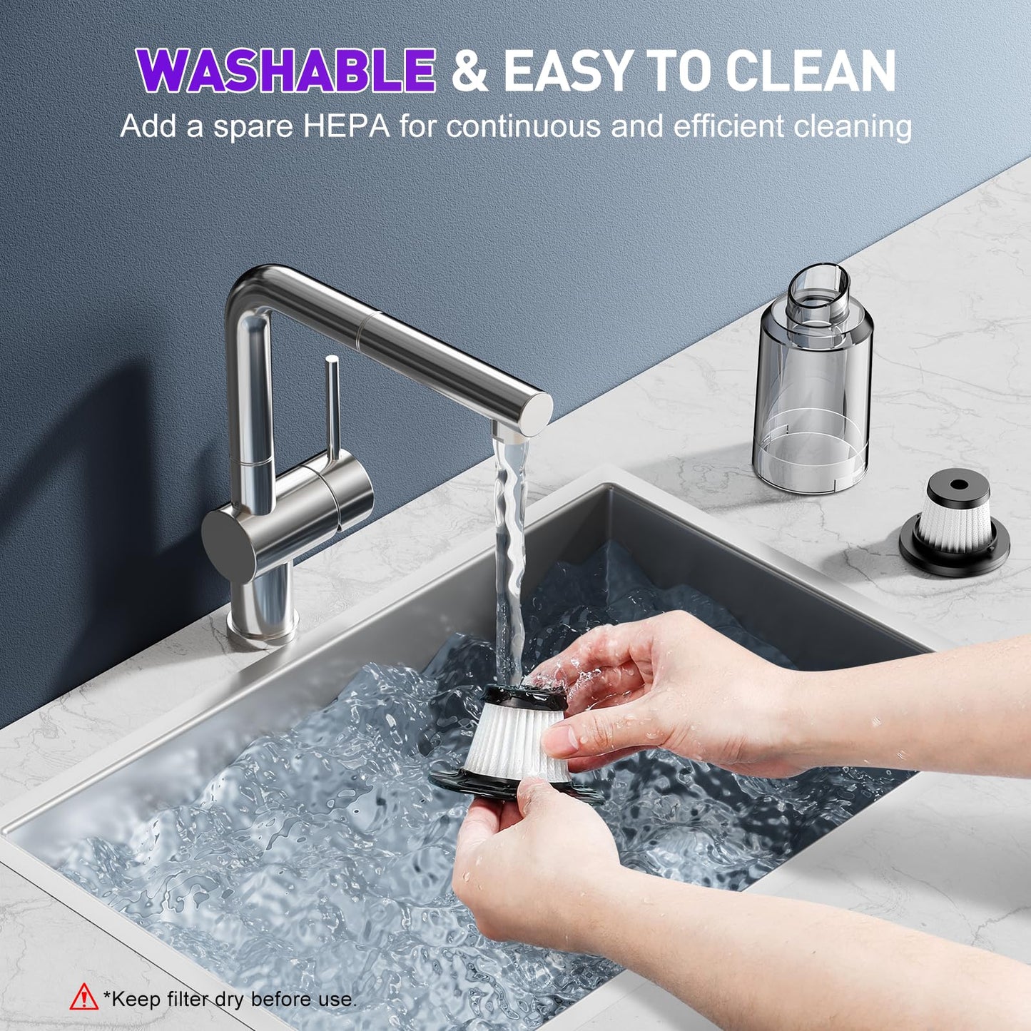 Handheld Car Vacuum Cleaner, 9000Pa Vacuum Cleaner and Air Duster, 120W High Power Hand Held Vacuum with LED Light and Multi-Nozzles for Car, Home, Office, Pet