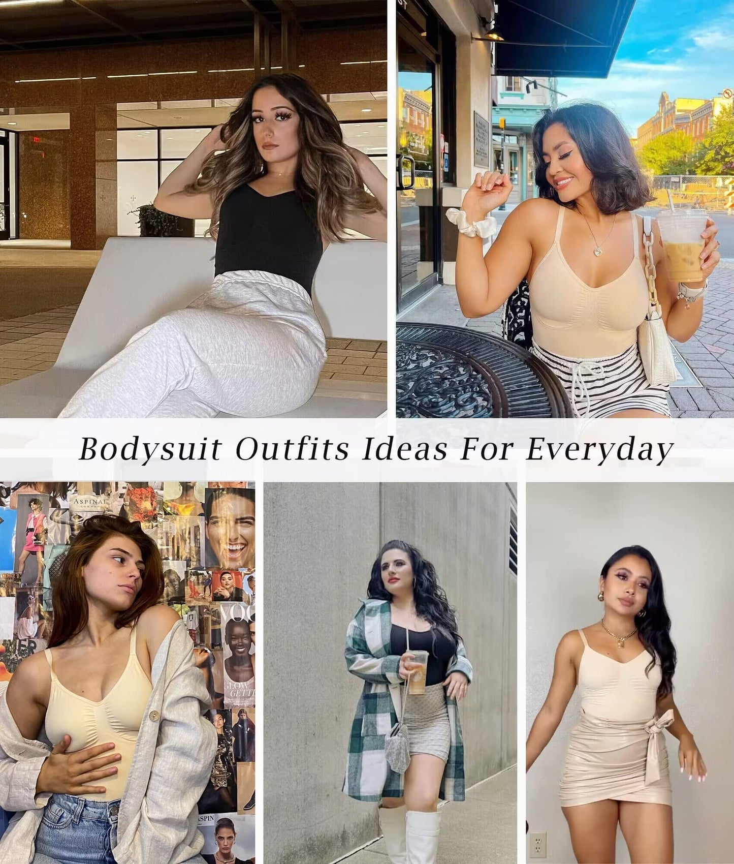 Women's Shapewear Bodysuit Tummy Control Body Shaper Seamless Sculpting Snatched Waist Body Suit,SZ5218-2-Black-L/XL