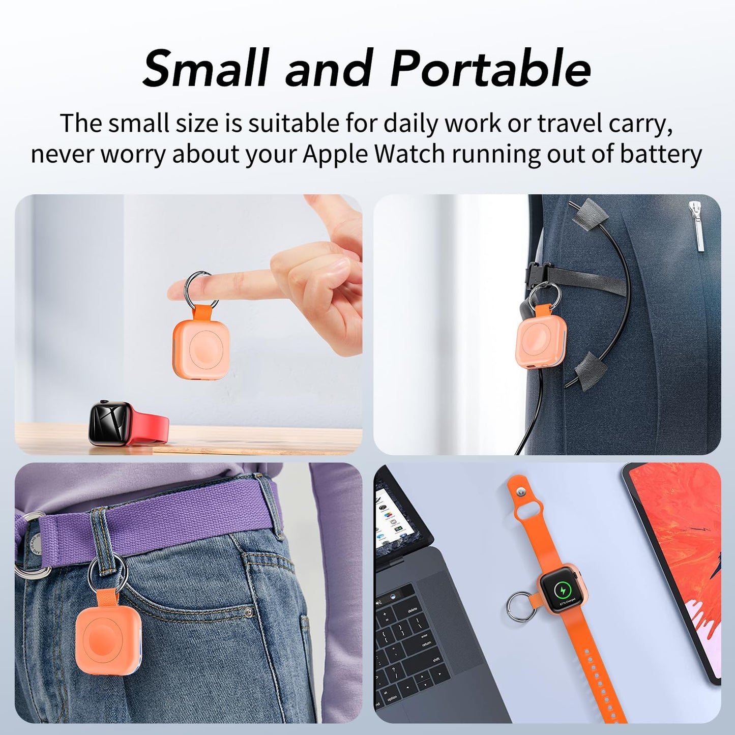 Portable Charger for Apple Watch,Wireless Magnetic iWatch Charger 1200mAh Power Bank Travel Keychain Accessories Smart Chargers for Apple Watch Series 11/10/9/8/7/6/SE/5/4/3/2/1/UItra/UItra 2