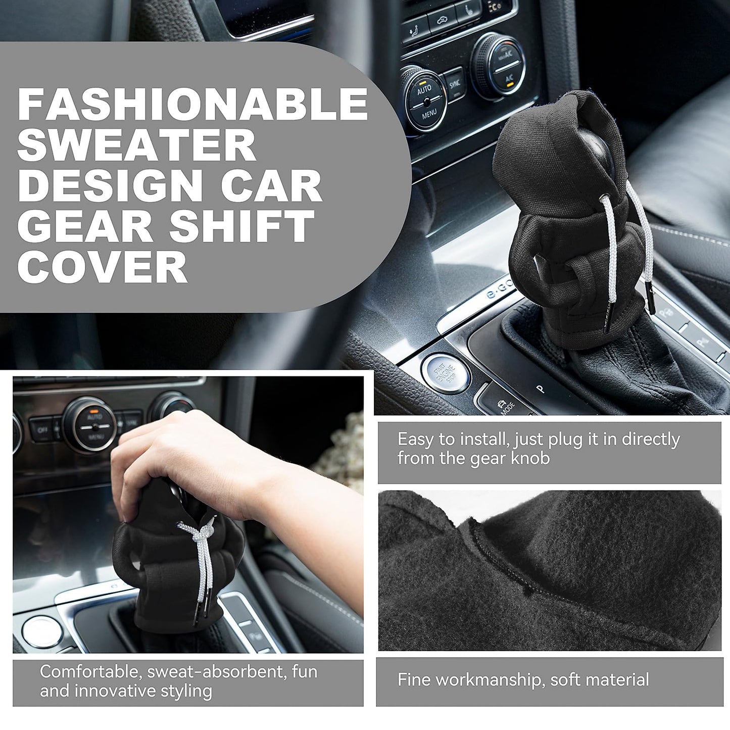 Gear Shift Hoodie Cover, Universal Car Shift Knob Hoodie, Mini Hoodie for Car Shifter, Automotive Interior Cute Gadgets Car Accessories and Decorations