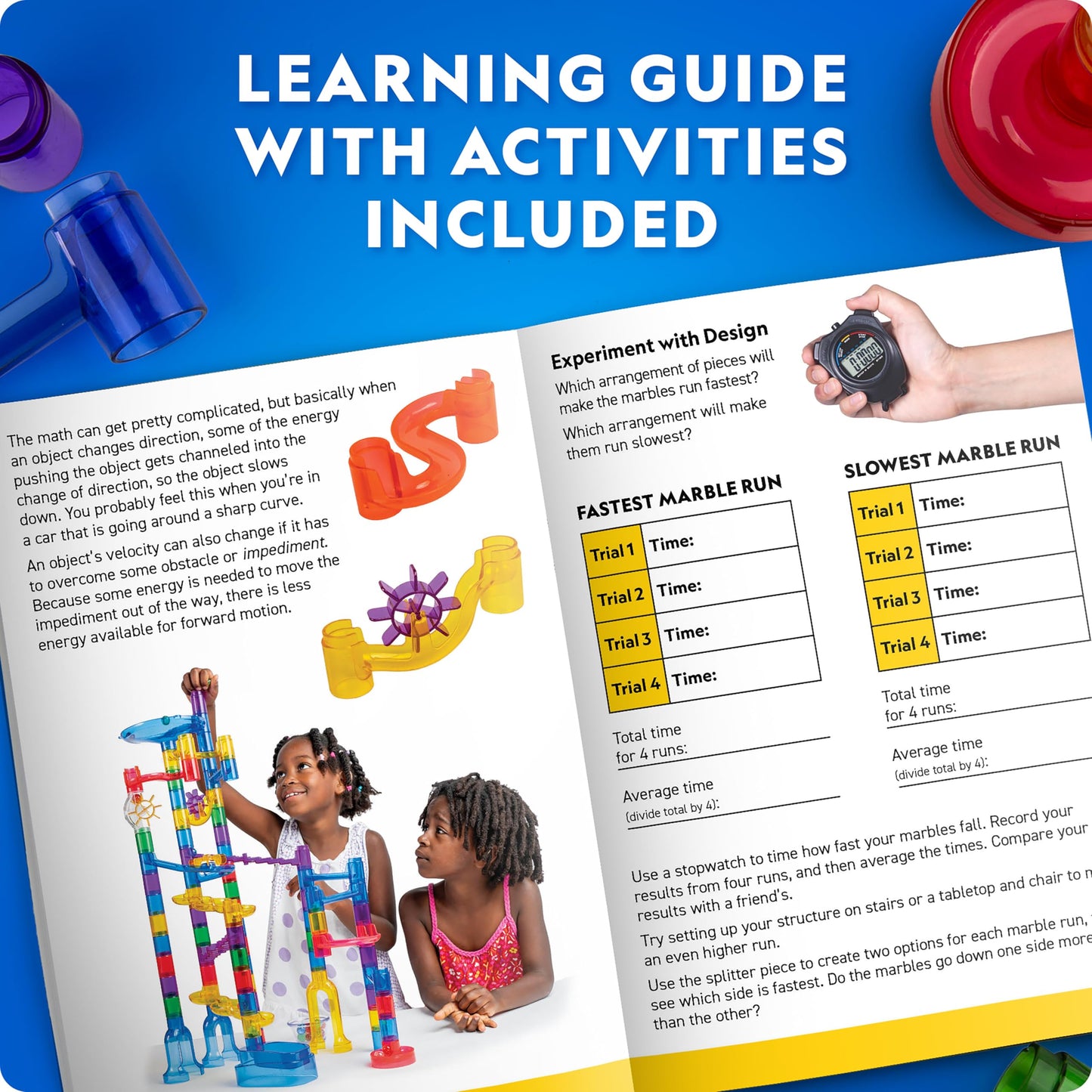 NATIONAL GEOGRAPHIC Glowing Marble Run – Construction Set with 15 Glow in The Dark Glass Marbles & Storage Bag, STEM Gifts for Boys and Girls, Building Project Toy