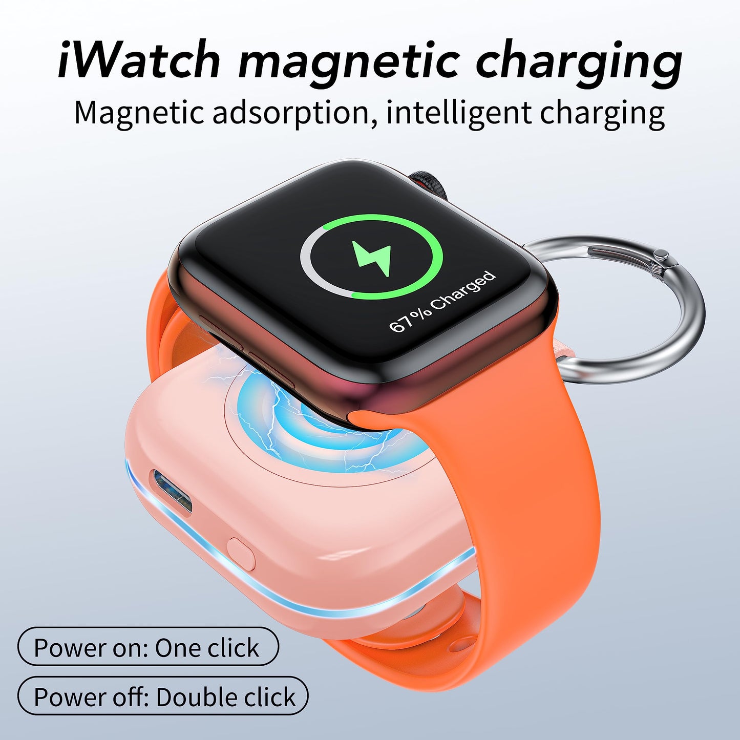 Portable Charger for Apple Watch,Wireless Magnetic iWatch Charger 1200mAh Power Bank Travel Keychain Accessories Smart Chargers for Apple Watch Series 11/10/9/8/7/6/SE/5/4/3/2/1/UItra/UItra 2