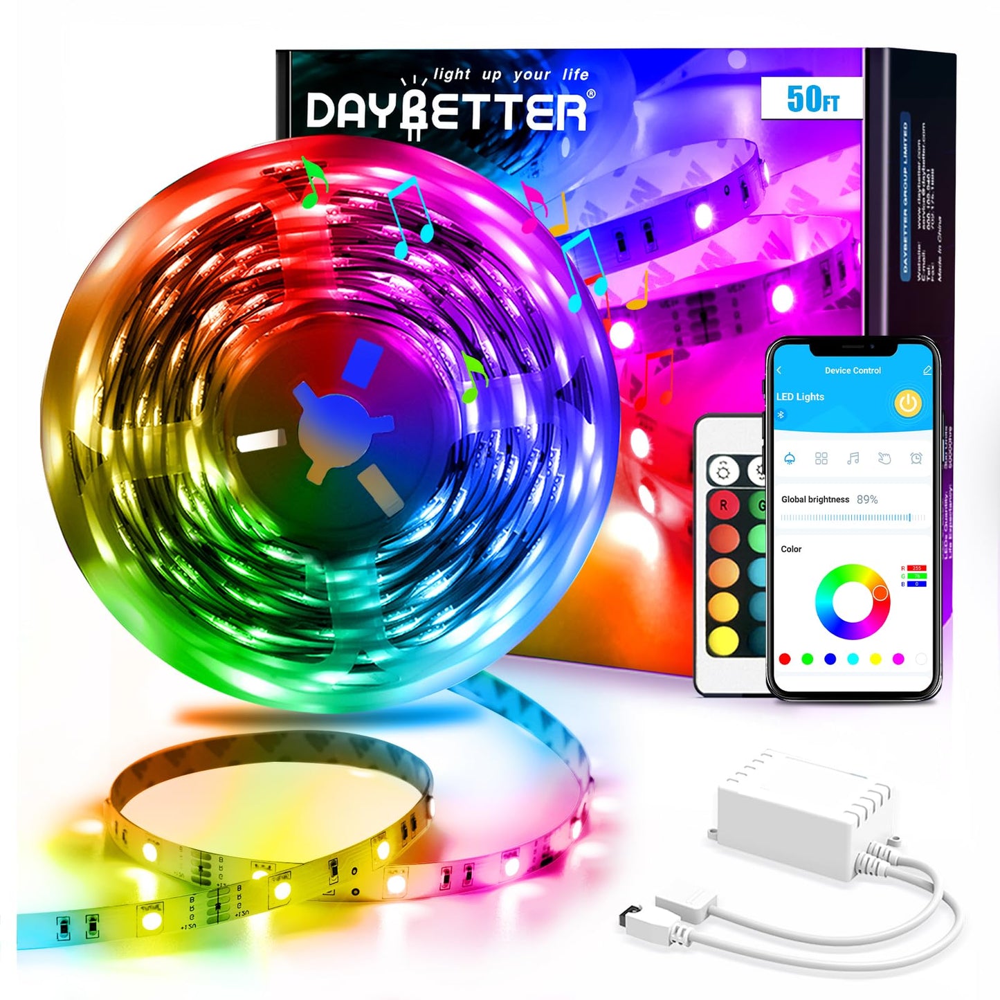 LED Strip Lights 130ft Lights Strip for Bedroom, Desk, Indoor Room Bedroom Brithday Gifts RGB Decor with Remote and 24V Power Supply