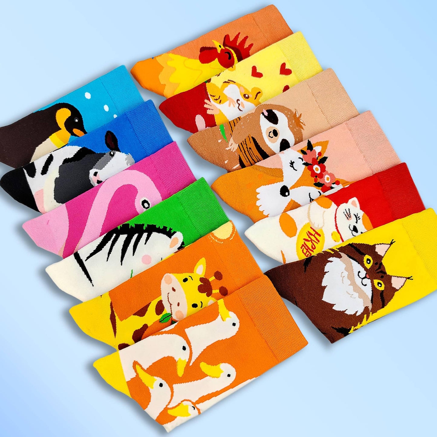 Funny Socks Women Fun Colorful Novelty Crazy Floral Patterned Sock Crew, Premium Cotton, Size 6-11, 12 Pairs US031205