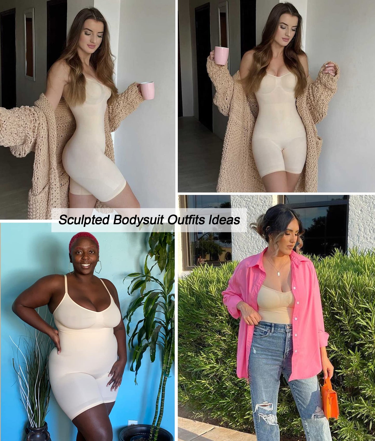 Women's Shapewear Bodysuit Tummy Control Body Shaper Seamless Sculpting Snatched Waist Body Suit,SZ5218-2-Black-L/XL