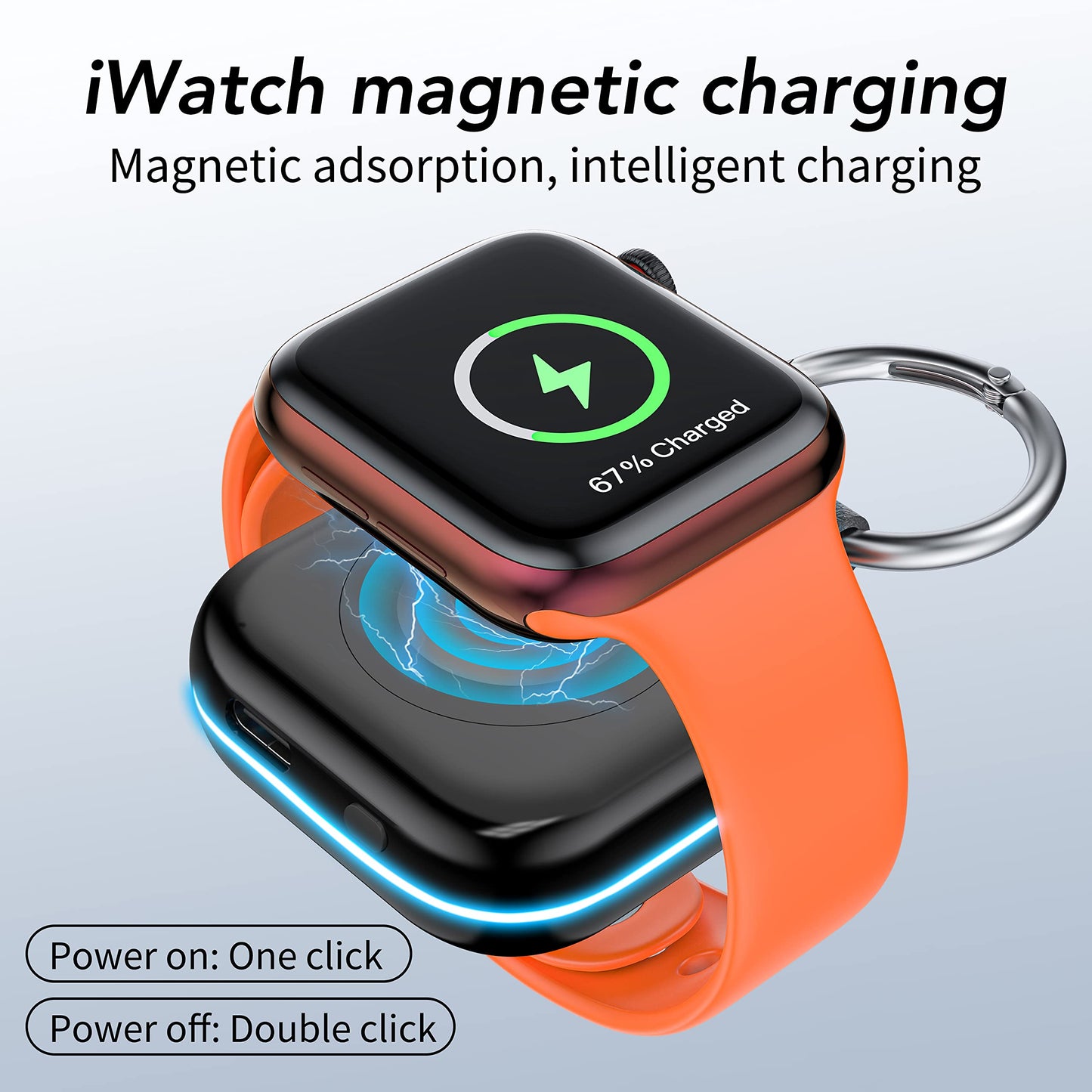 Portable Charger for Apple Watch,Wireless Magnetic iWatch Charger 1200mAh Power Bank Travel Keychain Accessories Smart Chargers for Apple Watch Series 11/10/9/8/7/6/SE/5/4/3/2/1/UItra/UItra 2