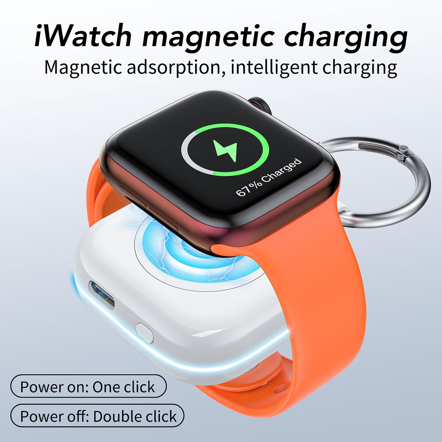 Portable Charger for Apple Watch,Wireless Magnetic iWatch Charger 1200mAh Power Bank Travel Keychain Accessories Smart Chargers for Apple Watch Series 11/10/9/8/7/6/SE/5/4/3/2/1/UItra/UItra 2