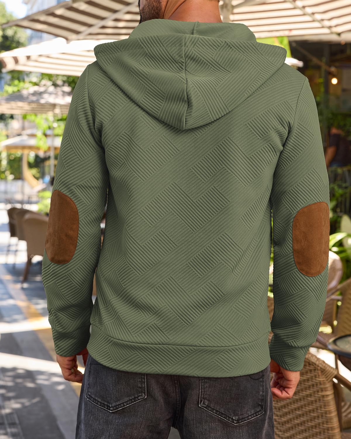 Men's Hoodies Pullover Casual Long Sleeve Stand Collar Button Pullover Sweatshirts Color Block Pullover Black L