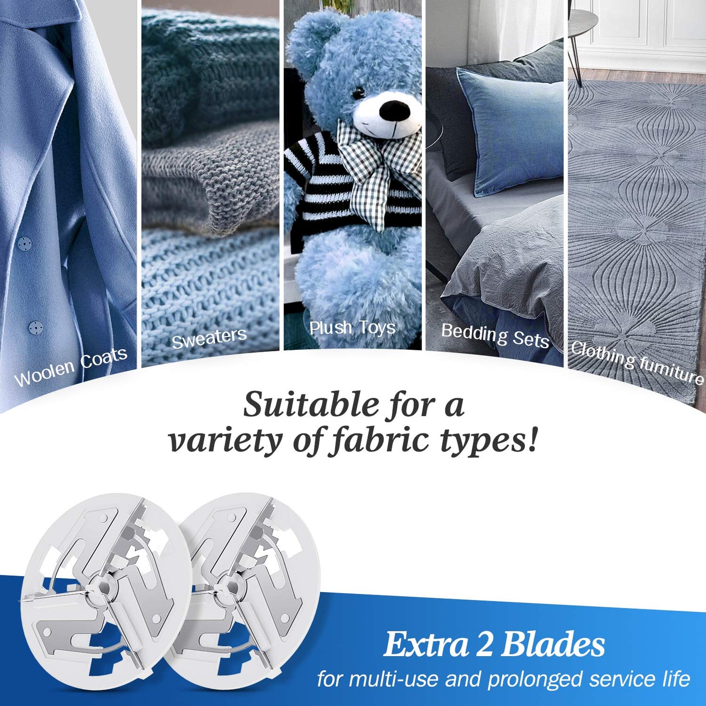 Fabric Shaver and Lint Remover, Sweater Defuzzer with 2-Speeds, 2 Replaceable Stainless Steel Blades, Battery Operated, Remove Clothes Fuzz, Lint Balls, Pills, Bobbles Gray