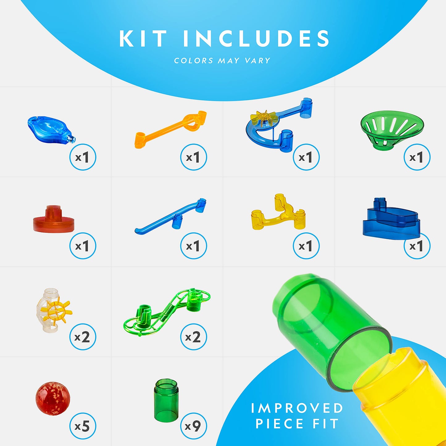 NATIONAL GEOGRAPHIC Glowing Marble Run – Construction Set with 15 Glow in The Dark Glass Marbles & Storage Bag, STEM Gifts for Boys and Girls, Building Project Toy