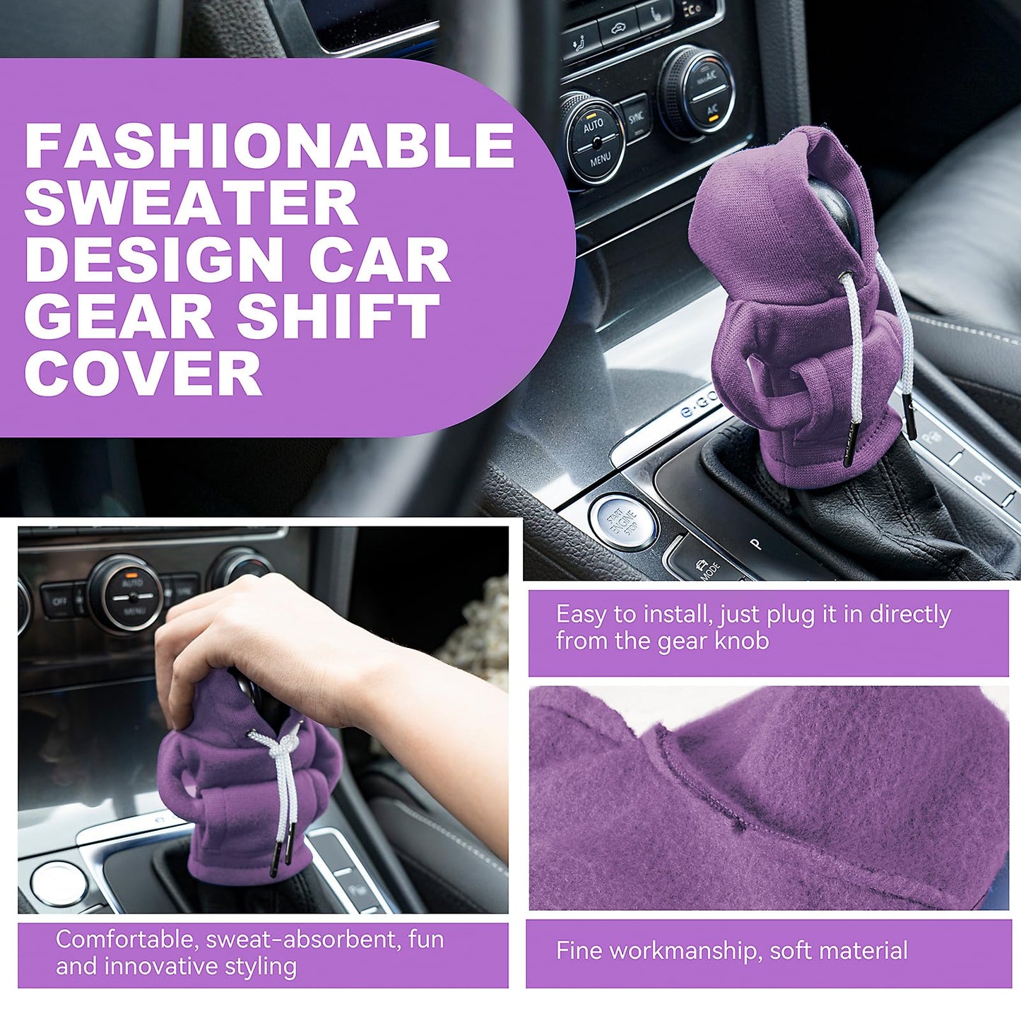 Gear Shift Hoodie Cover, Universal Car Shift Knob Hoodie, Mini Hoodie for Car Shifter, Automotive Interior Cute Gadgets Car Accessories and Decorations