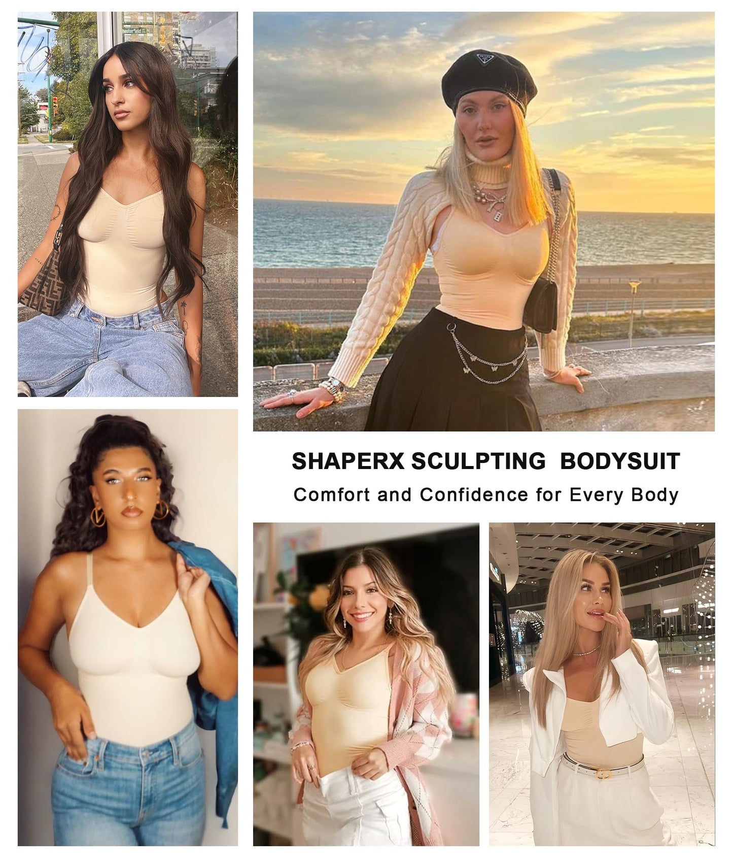 Women's Shapewear Bodysuit Tummy Control Body Shaper Seamless Sculpting Snatched Waist Body Suit,SZ5218-2-Black-L/XL