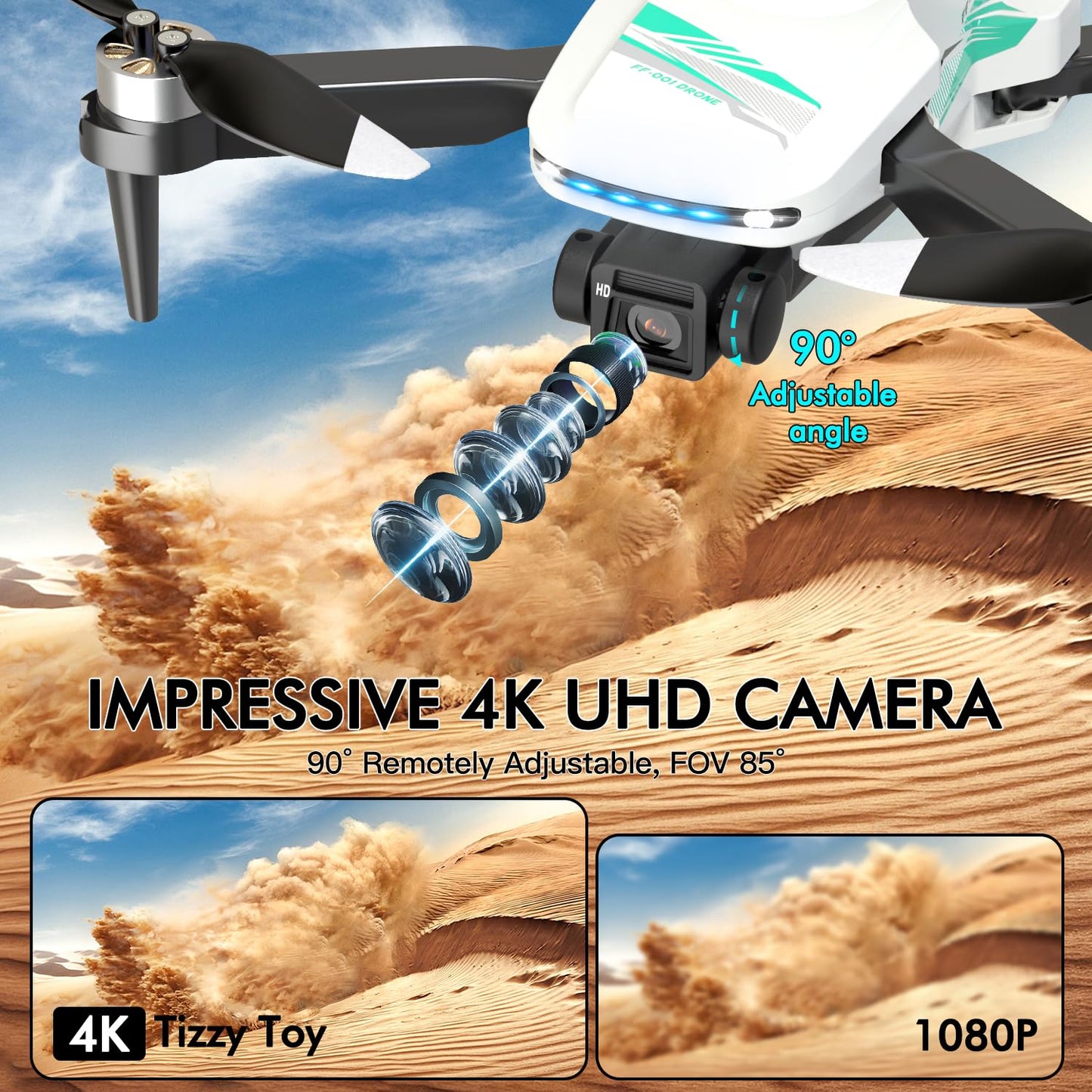 Drone, Drones with camera for adults 4k, Drones for kids 8-12, Brushless Motor, FPV Foldable Drone, Carrying Case, 40 mins Battery Life, Christmas gifts, 360° Flip, APP Control