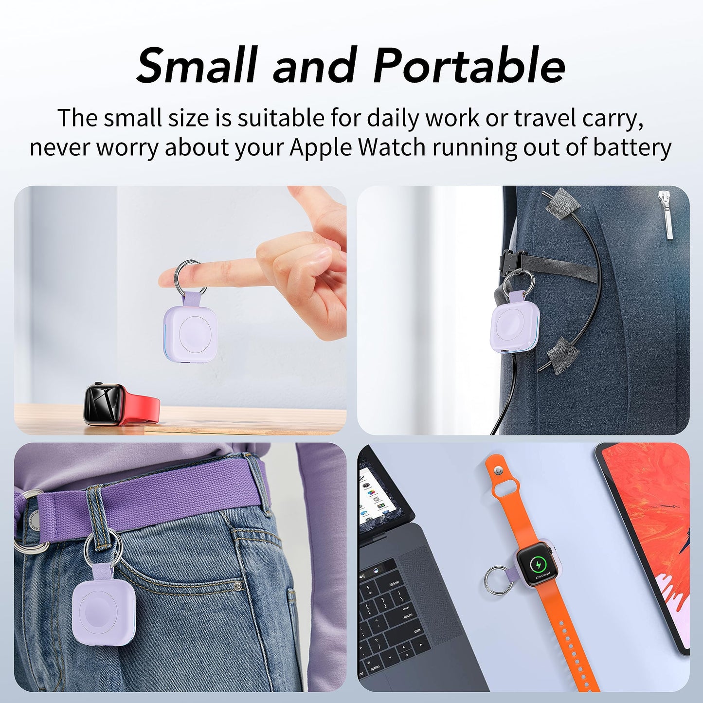 Portable Charger for Apple Watch,Wireless Magnetic iWatch Charger 1200mAh Power Bank Travel Keychain Accessories Smart Chargers for Apple Watch Series 11/10/9/8/7/6/SE/5/4/3/2/1/UItra/UItra 2