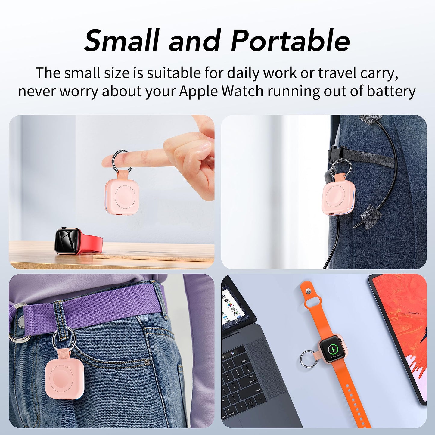 Portable Charger for Apple Watch,Wireless Magnetic iWatch Charger 1200mAh Power Bank Travel Keychain Accessories Smart Chargers for Apple Watch Series 11/10/9/8/7/6/SE/5/4/3/2/1/UItra/UItra 2