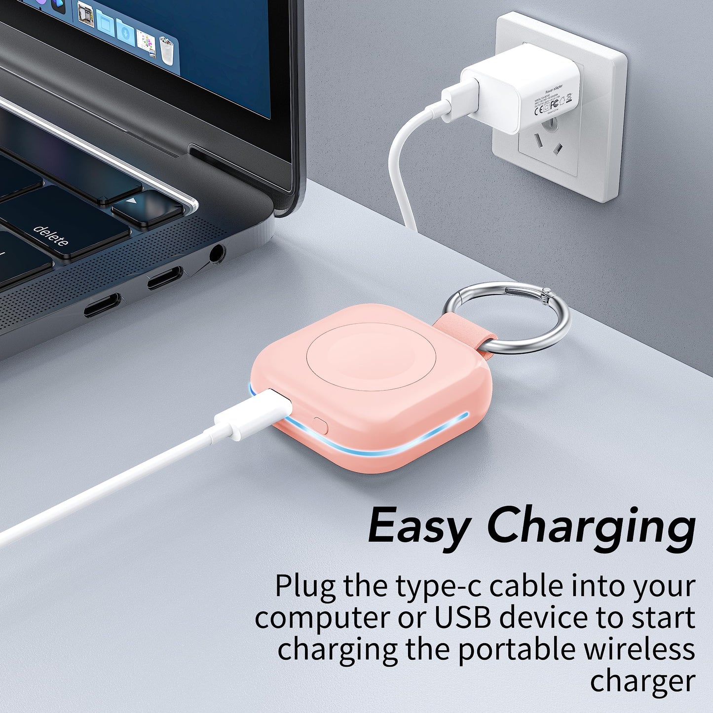 Portable Charger for Apple Watch,Wireless Magnetic iWatch Charger 1200mAh Power Bank Travel Keychain Accessories Smart Chargers for Apple Watch Series 11/10/9/8/7/6/SE/5/4/3/2/1/UItra/UItra 2