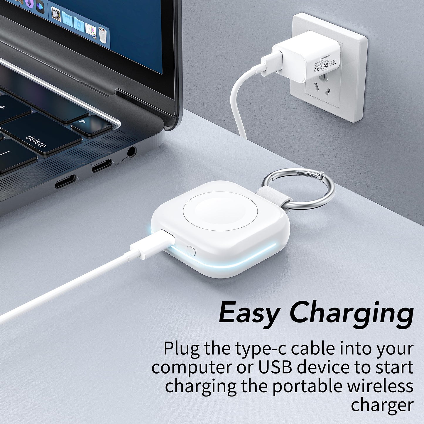 Portable Charger for Apple Watch,Wireless Magnetic iWatch Charger 1200mAh Power Bank Travel Keychain Accessories Smart Chargers for Apple Watch Series 11/10/9/8/7/6/SE/5/4/3/2/1/UItra/UItra 2