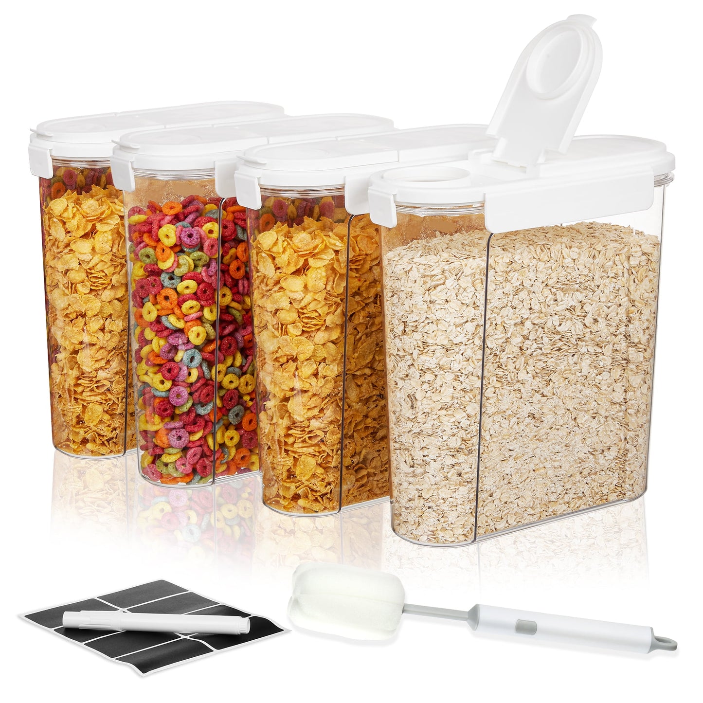 Cereal Storage Container Set of 4, Vtopmart Airtight Food Storage Containers, 135.2 fl oz, Black