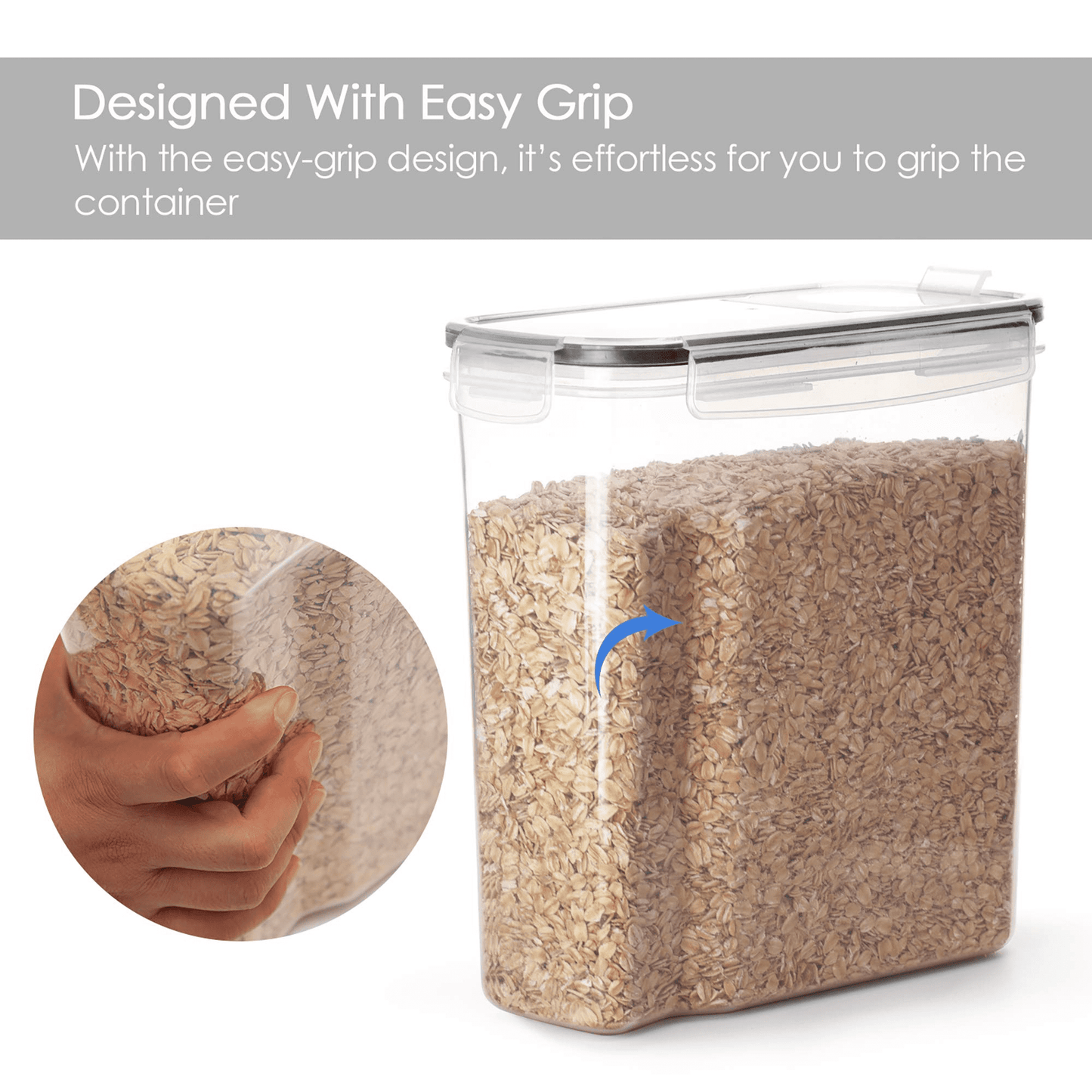 Cereal Storage Container Set of 4, Vtopmart Airtight Food Storage Containers, 135.2 fl oz, Black